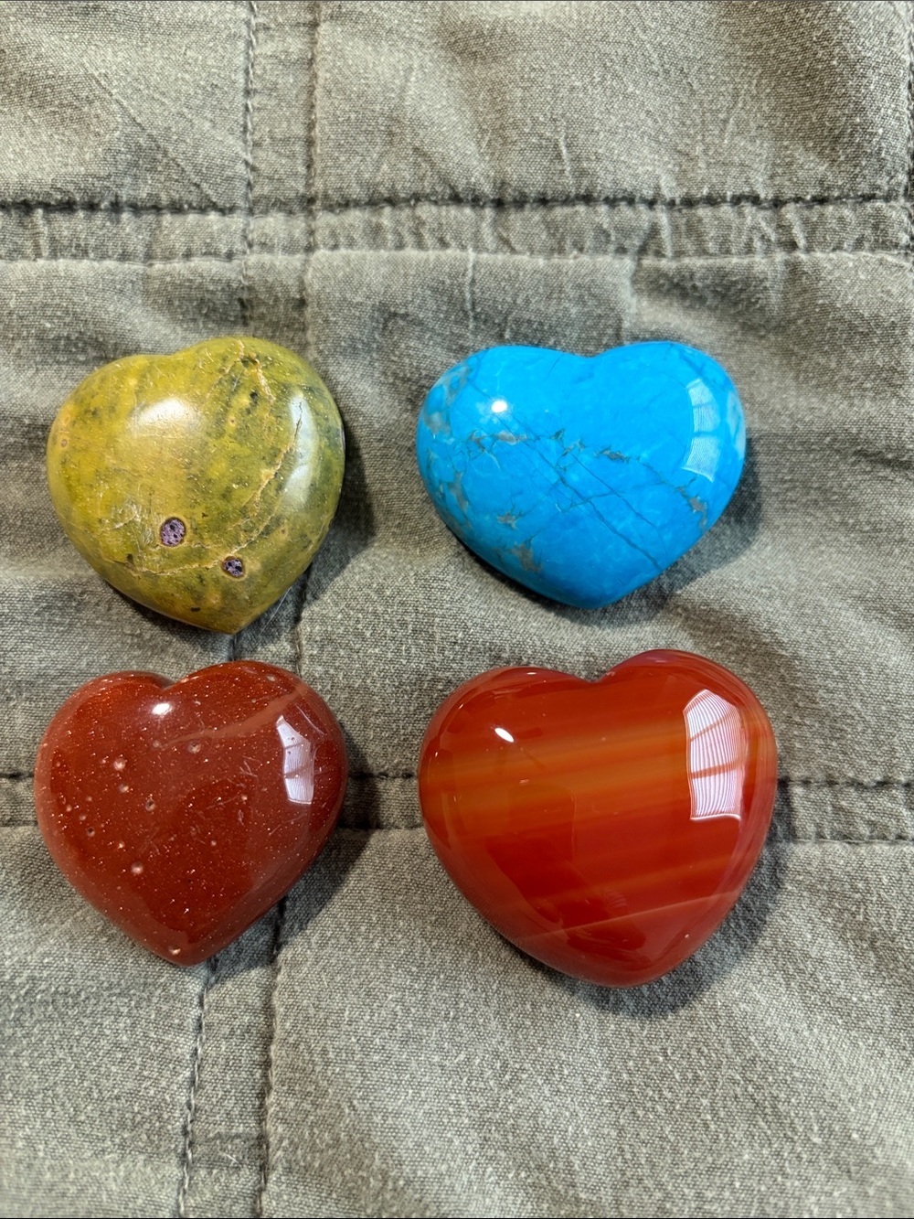 Heart-Shaped Polished Gemstone Décor - Blue, Green, Red, Brown